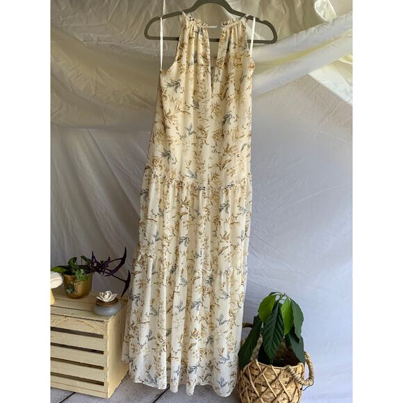 NWT DREW Naomi Floral Maxi Ruffle Dress Natural Boho - Picture 3 of 3